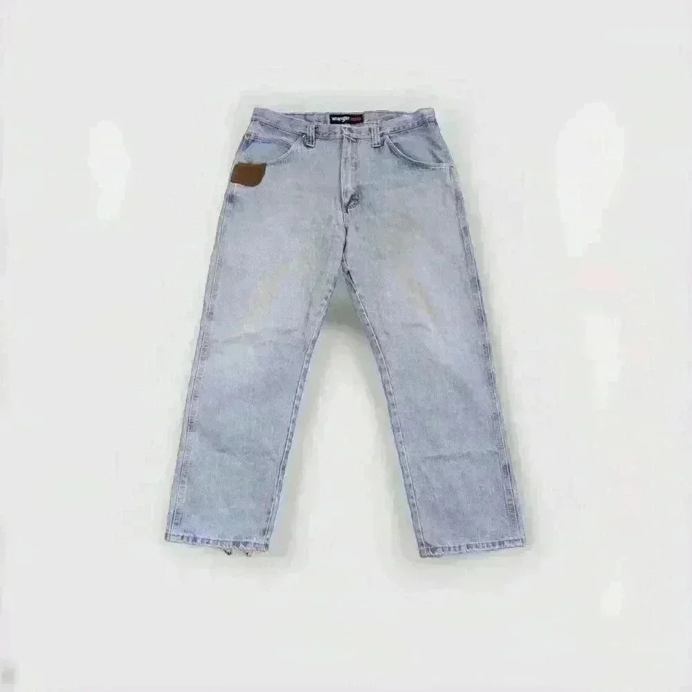Wrangler Riggs Workwear Jeans Distressed Whiskered Blue Jeans Men's 36x30 4422